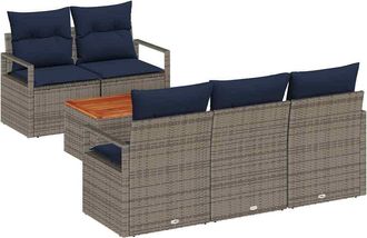 vidaXL Conjunto De Sof&aacute;s De Jard&iacute;n 6 Uds. Gris Rat&aacute;n Sint&eacute;tico Vidaxl