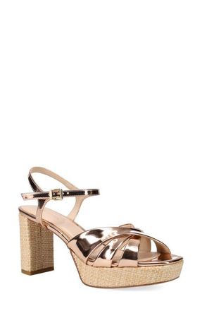 Pelle Moda Petina Ankle Strap Platform Sandal in Light Gold at Nordstrom, Size 6.5