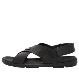 Prada FW25 Crisscross Leather Sandals Black 2X3121-3LEM-F0002
