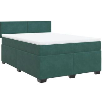 vidaXL Cama Box Spring Con Colch&oacute;n Terciopelo Verde Oscuro 140x200 Cm Vidaxl