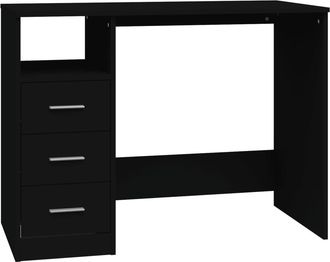 vidaXL Vidaxl - Escritorio Cajones Madera Contrachapada Negro 102x50x76 Cm