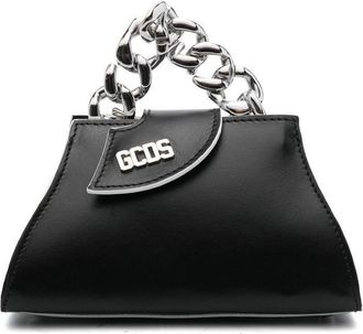 GCDS Comma tote bag - women - Leather/Cotton - One Size - Black