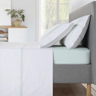 Casa da Laura S&aacute;banas 100% algod&oacute;n 200 hilos cuadrado de vichy verde cama 135/140