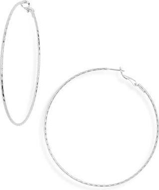 Nordstrom Rack Textured Wire Hoop Earrings in Silver at Nordstrom Rack