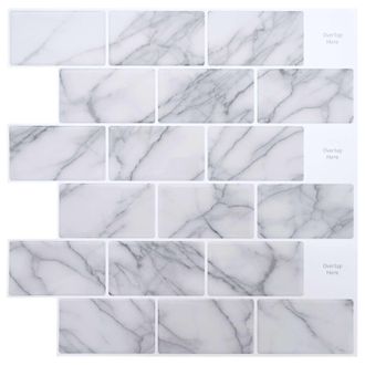 vidaXL Piastrella Subway 20 Pz Marmo Bianco 30 X 30 Cm Vidaxl