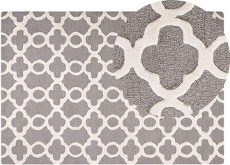 Beliani Beliani - Modern Hand-Tufted Wool Area Rug Grey Quatrefoil Pattern 140 x 200 cm Zile