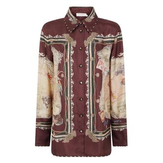Zimmermann Dames, Blouses & Shirts, Bruin, Maat: S Zijde