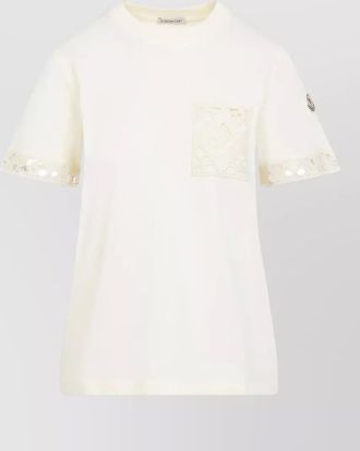 Moncler short sleeve crew neck top lace pocket
