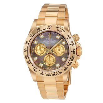 Rolex Pre-owned Rolex Cosmograph Daytona Chronograph Diamond Black Mother of Pearl Dial Mens Watch 116508BKMDO