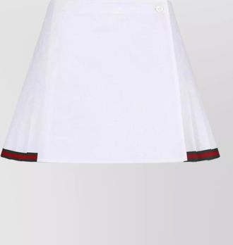 Gucci button detail contrast trim pleated midi skirt