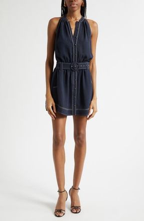 Ramy Brook Mavi Sleeveless Belted Minidress in Navy at Nordstrom, Size Xx-Large