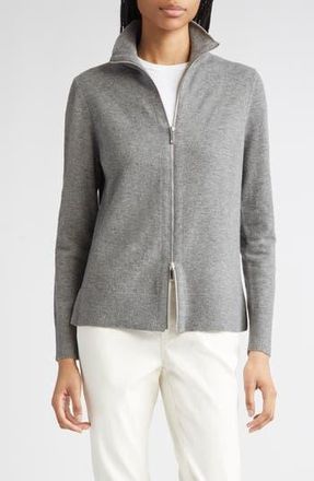 Lafayette 148 New York Stand Collar Zip Front Cardigan in Nickel Melange at Nordstrom Rack, Size X-Large