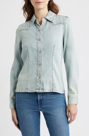 Rails Taina Denim Snap-Up Western Shirt in Bleached Indigo at Nordstrom Rack, Size Xx-Small