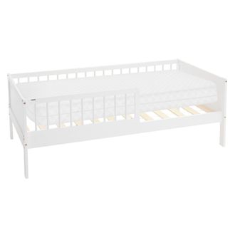 ML Design Ml-design Cama Infantil Con Colch&oacute;n 80 X 160 Cm De Madera Maciza De Pino Blanca, Lecho Individual Para Ni&ntilde;os Y Ni&ntilde;as Con Somier De L&aacute;minas Y Protecci&oacute;