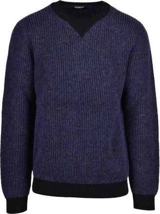 Dondup Maglione Girocollo - Heren - Ronde hals truien - Blauw - 2XL - Wol - Truien & Vesten