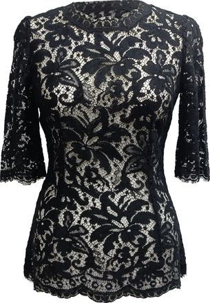 Dolce & Gabbana Dolce & Gabbana kanten blouse van zwart katoen