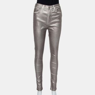 Rag & Bone Rag & Bone Metallic Denim Skinny Fit Jeans