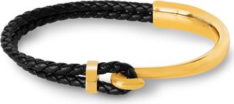 Bruno Magli Mens Archetype Leather Bracelet, Gold