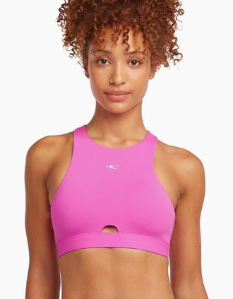 O'Neill Womens ONeill Womens Surf Top Sports Bra Short Sleeve Rash Vest - Pink - Size: XL