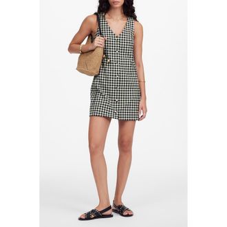 Madewell Gingham V-Neck Wool Blend Vest Minidress in True Black at Nordstrom Rack, Size 2