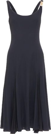 Versace 2023 Medusa 95 black viscose silk trim cocktail midi dress IT40 S