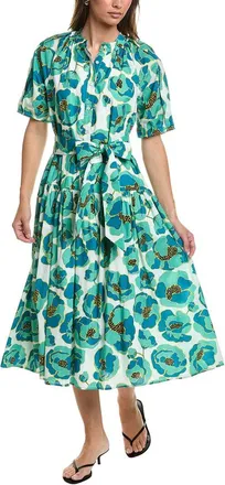 Gracia Gathered Neck Floral Print Belt Dress