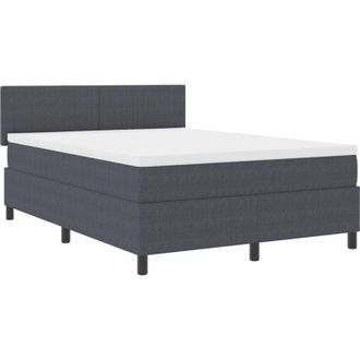 vidaXL Box Spring Bed Dark Grey and White 160 x 200 cm Corduroy Fabric vidaXL