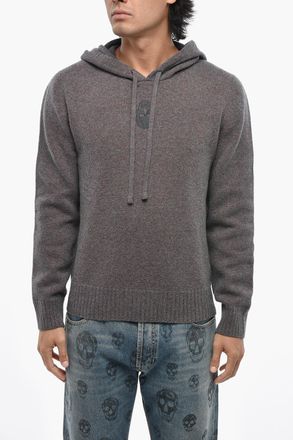 Alexander McQueen Maglia in Misto Lana con Cappuccio e Ricamo Iconico Alexander McQueen