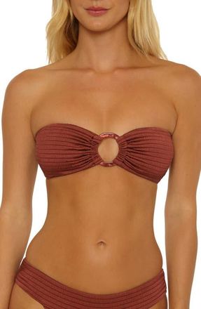 Isabella Rose Taylor Maza O-Ring Bandeau Bikini Top in Chestnut at Nordstrom, Size Medium
