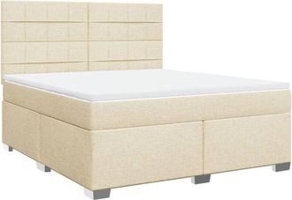 vidaXL Cama Box Spring Con Colch&oacute;n Tela Color Crema 180x200 Cm Vidaxl