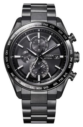 Citizen ATTESA Atomic Timekeeping Chronograph Super Titanium Bracelet Watch, 42mm in Grey at Nordstrom