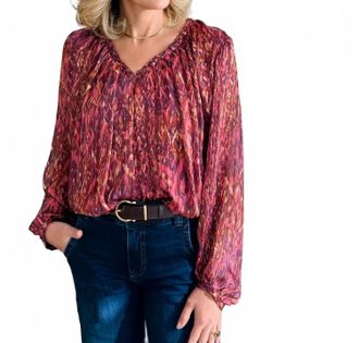 Dear John Denim Piaf V-Neck Blouse In Pomegrante Flame