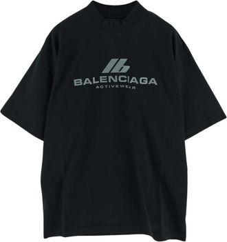 Balenciaga Katoenen Logo T-shirt - Dames - T-shirts - Zwart - XS - Katoen - Tops