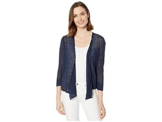 Nic+Zoe Four-Way Cardy Womens Sweater Dark Indigo : LG (US 12-14), Linen/Viscose