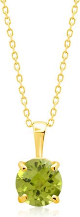 MAX + STONE 14k Yellow or White Gold 6mm Gemstone Round Pendant Necklace with 18 Inch Chain