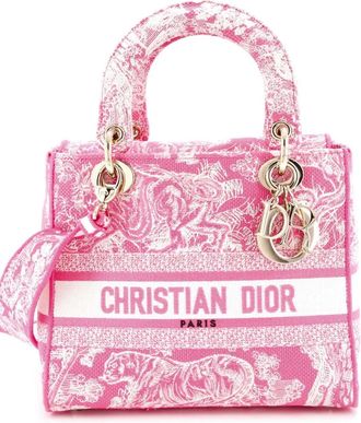 Dior Toile de Jouy Lady D-Lite Bag Embroidered Canvas tote bag - Roze
