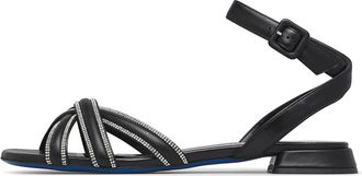 Loriblu Straped Nappa Leather Flat Sandalen - Dames - Sandalen - Zwart - 37 EU - Leer - Schoenen