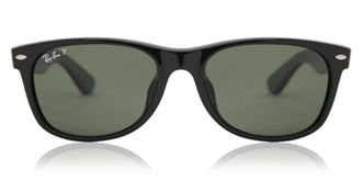 Ray-Ban RB2132F New Wayfarer Asian Fit Polarized 901/58 Mens Sunglasses Black Size 55