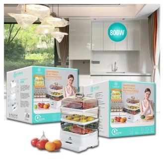 Trade Shop Trade Shop Traesio - Linq - Vaporiera Elettrica Multifunzionale Cuoci Vivande 800w Timer Automatico Tx-8440