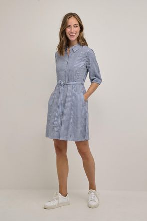 Cream Jurk Feminine blue white