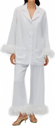 Sleeper Double Feathers Party Pajama Set In White
