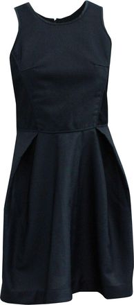 Maje Sheath Dress with Inverted Pleats in Navy Blue Polyester
