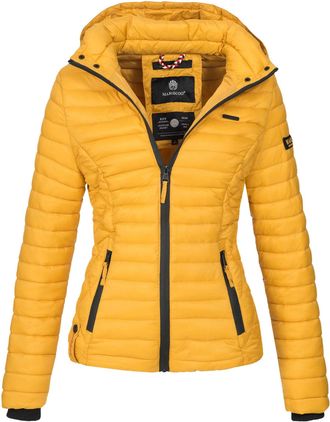 Marikoo dames gewatteerde jas Samtpfote met afneembare capuchon & ribboorden