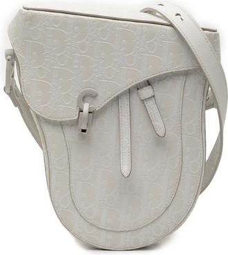 Dior Womens Pre-owned Oblique Calfskin Saddle Boxy Crossbody - White Leather - One Size