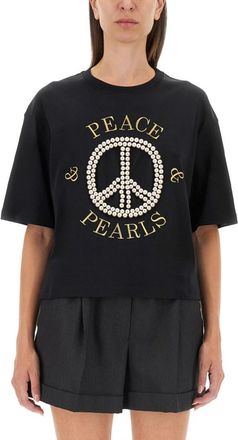 Moschino Black Graphic Crew Neck T-Shirt