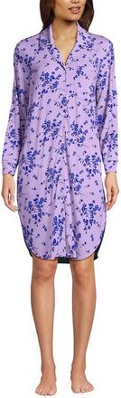 Lands End Cotton Poplin Long Sleeve Sleepshirt Nightgown in Lilac Petal Snow Drop Floral at Nordstrom, Size Large