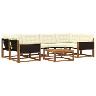 vidaXL Conjunto De Sof&aacute;s De Exterior Con Coj&iacute;n 7 Pcs Natural Y Crema Vidaxl