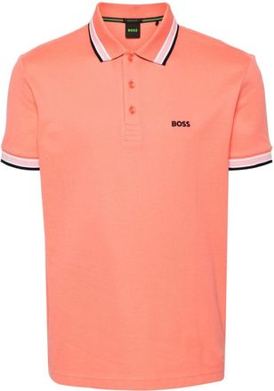 BOSS logo-embroidered piqu&eacute; polo shirt - men - Cotton - 3XL - Orange