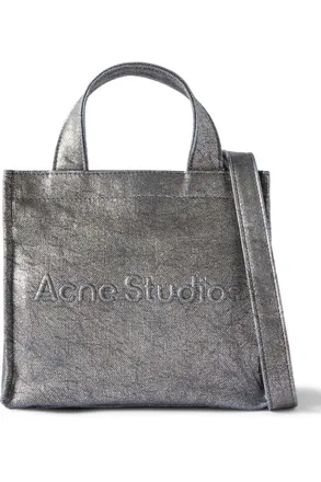 Acne Studios Logo-Embossed Metallic Denim Tote Bag