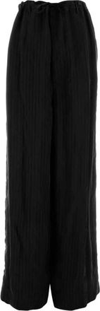 Balenciaga Broeken, Dames, Zwart, S, Relaxed Fit Wijde Pijpen Broek met Trekkoord